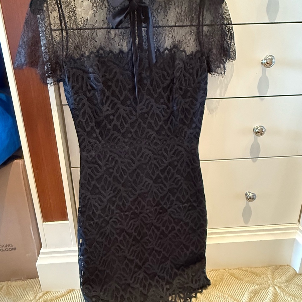 Sandro Black Lace Mini Dress 1 xs